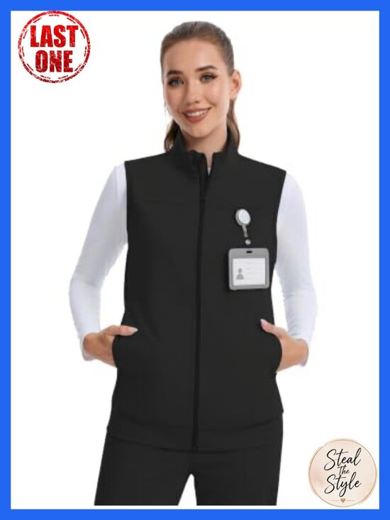 Jackets & Blazers - Women's Lightweight Stretch Stand Collar Scrub Vest